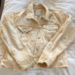 Madewell Cream Denim Jacket with Daisy Embroidery